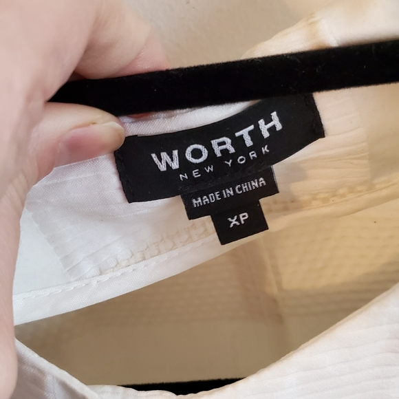 Worth New York White Broad Stripe Print Cream Belted Jacket Size XS / XP - Picture 11 of 12